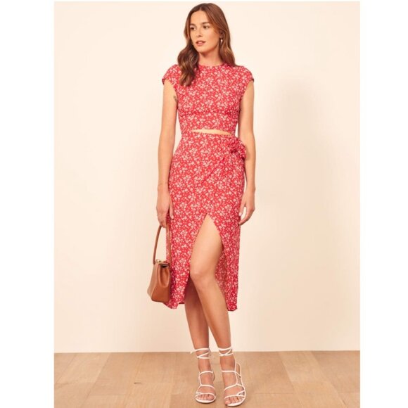 Reformation Alana Wrap Midi Dress - Picture 1 of 11